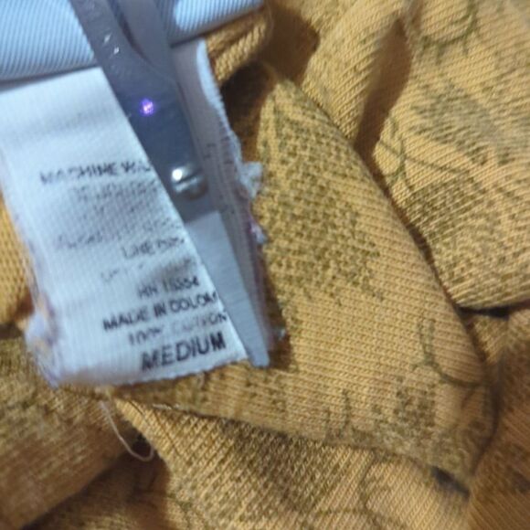 Vintage 90s Palmetto's mustard yellow leaf print‎ turtle neck - Picture 4 of 5